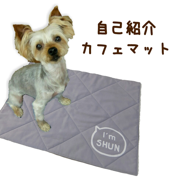 自己紹介カフェマット グレー オーダーメイド 名入れ 小型犬
