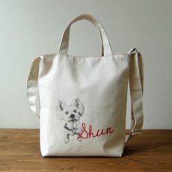 うちの子トートバッグ 2way ショルダーバッグ 散歩バッグ 写真 犬 オーダーメイド 名入れ 2枚目の画像
