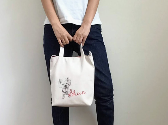うちの子トートバッグ 2way ショルダーバッグ 散歩バッグ 写真 犬 オーダーメイド 名入れ 8枚目の画像
