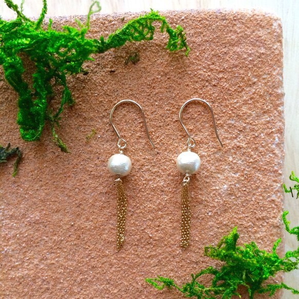 cotton pearls earrings -1 - 第2張的照片