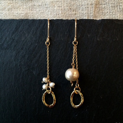 keshi pearls & cotton pearl earrings - 2 - 第1張的照片