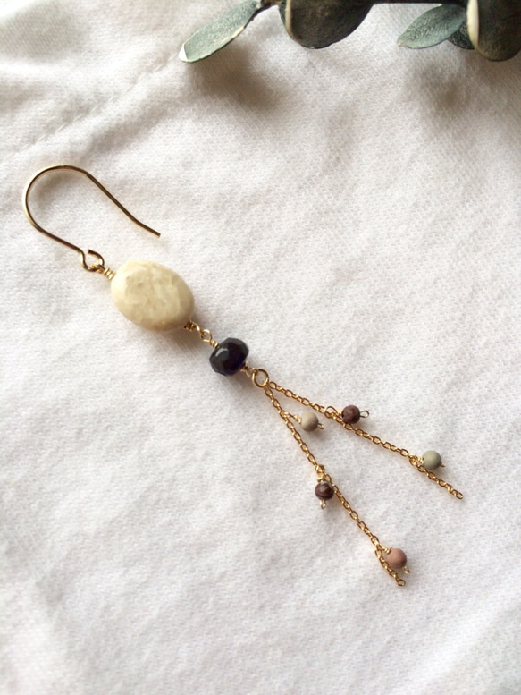 river stone & iolite (earrings) 第2張的照片