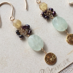 [production by order]   Prehnite & navy pearl (earrings) 第2張的照片