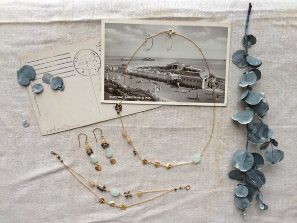 [production by order]   Prehnite & navy pearl (earrings) 第4張的照片