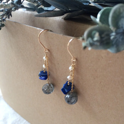 rutile quartz & lapis lazuli (earrings) 第3張的照片