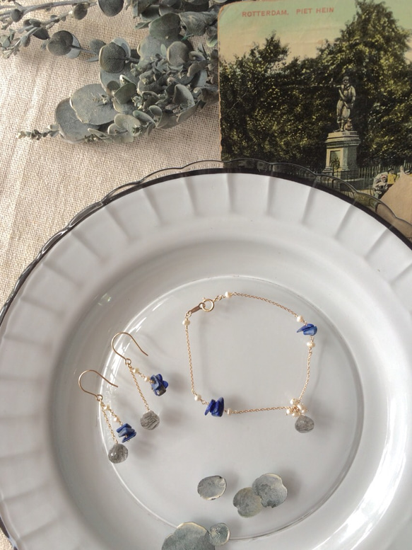 rutile quartz & lapis lazuli (earrings) 第4張的照片