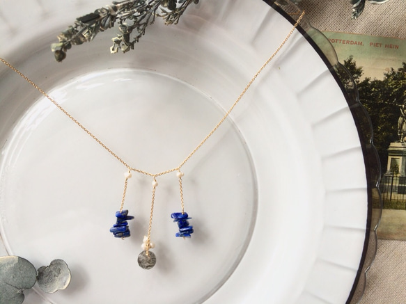 rutile quartz & lapis lazuli (necklace) 第1張的照片