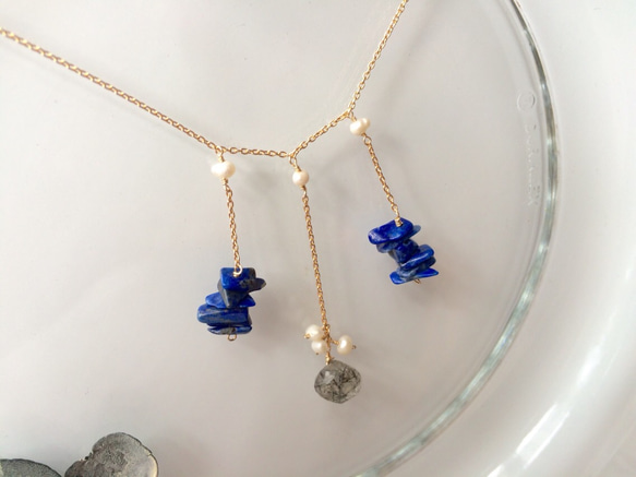 rutile quartz & lapis lazuli (necklace) 第2張的照片