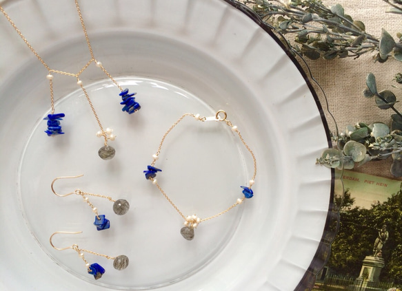 rutile quartz & lapis lazuli (necklace) 第4張的照片