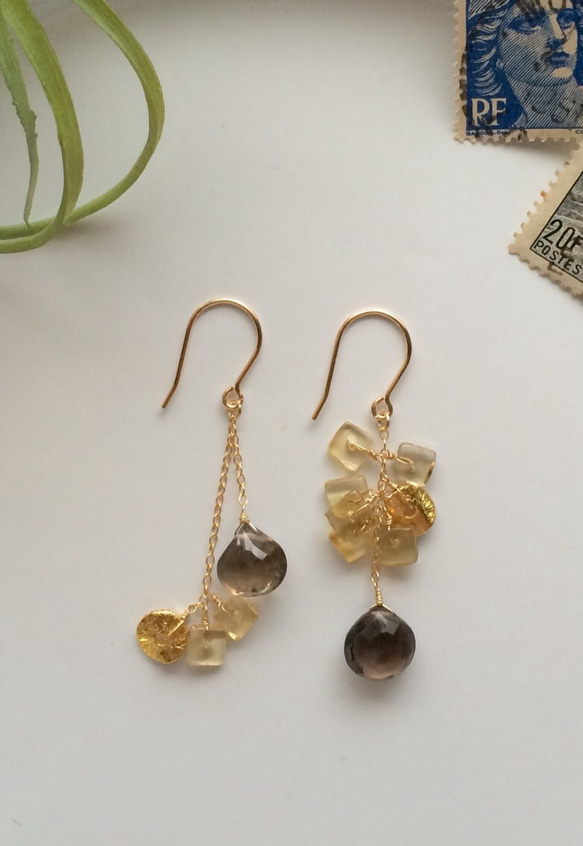 smokey&beer. champagne  quartz (earrings) 第4張的照片