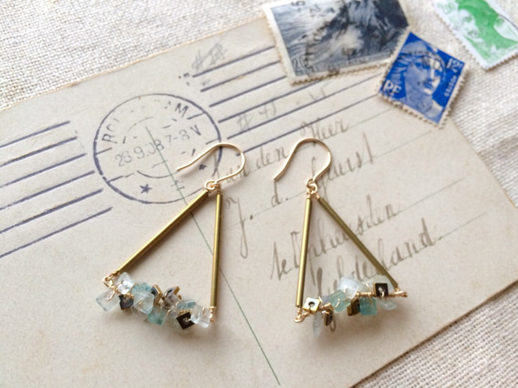 blue&brass earrings 第1張的照片