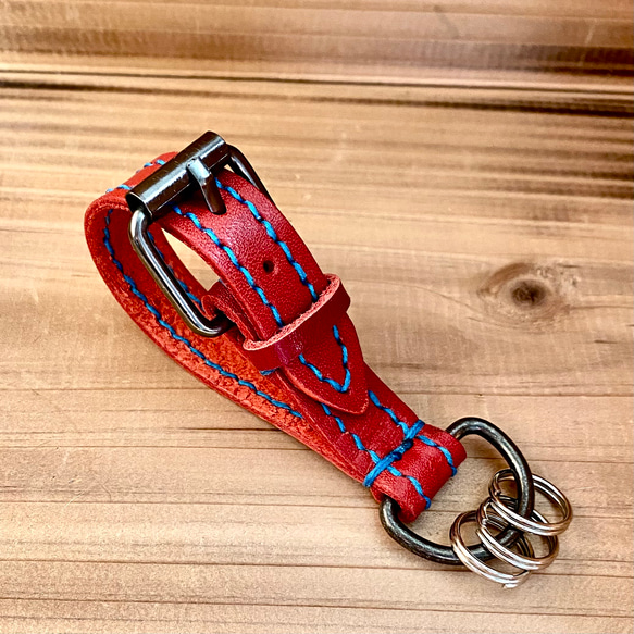 あお　ベルト　キーホルダー　ハンドメイド ベルトループキーホルダーA（総手縫い）｜バイカーズスタイルの