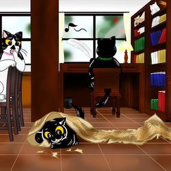 黒ねこカンちゃんイラスト（展示） 2枚目の画像