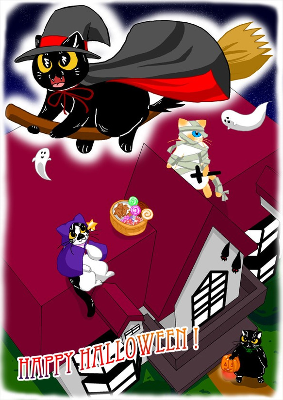黒ねこカンちゃんイラスト（展示） 3枚目の画像