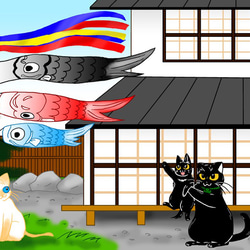 黒ねこカンちゃんイラスト（展示） 5枚目の画像