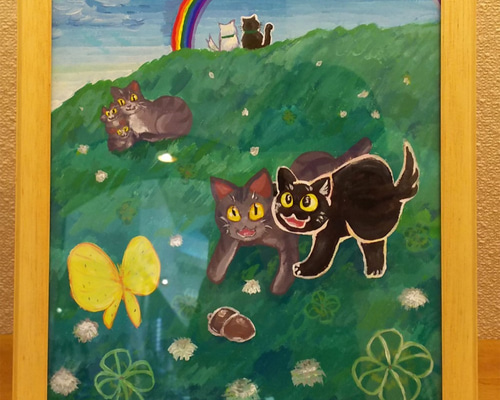 絵画 動物 額付！ 楽天市場】絵画 額入り 壁掛け F6 千春 しあわせのねこ 複製画 1
