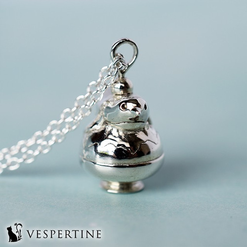 ペンギンとカキ氷のネックレス：動物モチーフ：シルバーアクセサリー