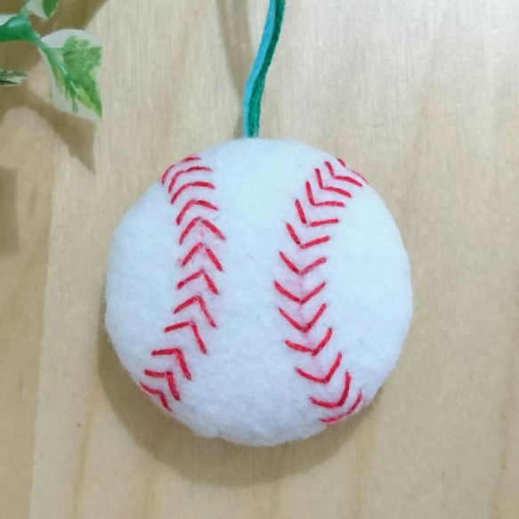 08-A.【型紙＆作り方】野球ボールのお守り　マスコット 4枚目の画像