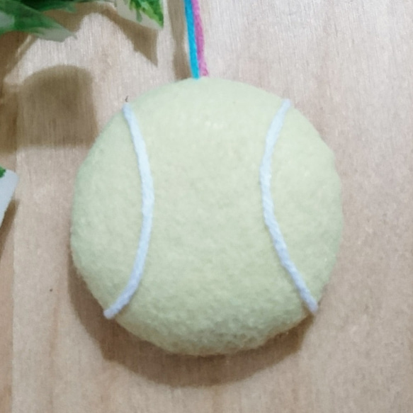 18-A.【型紙＆作り方】テニスボールのお守り　マスコット 3枚目の画像