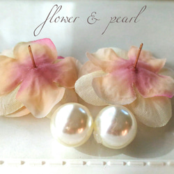 flower and pearl ～花とパールのリバーシブルピアス～ 4枚目の画像