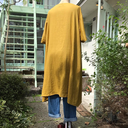 ミモザ色Aラインワンピース ワンピース リネン服 Crea no.8 通販