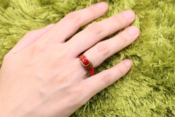 皮革小腰帶戒指|草莓 第4張的照片