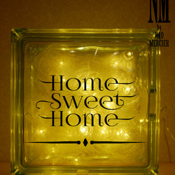 【LED】ガラスブロックライト~Home Sweet Home~【新居祝い・お引越し祝い】 2枚目の画像