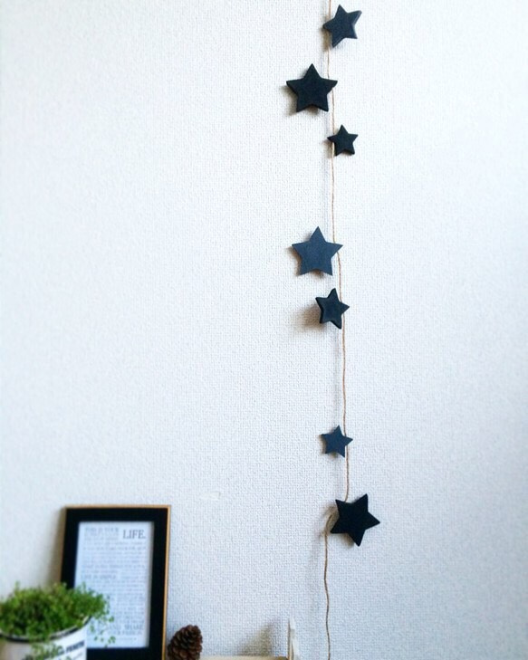 Black×Dark Gray ✩ STAR GARLAND 140cm 4枚目の画像