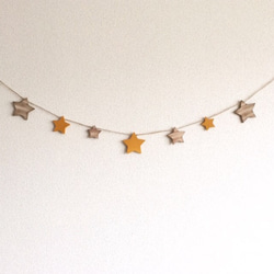 Yellow×木目調 ☆ STAR GARLAND 140cm 2枚目の画像