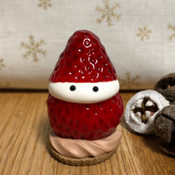 Xmas/クリスマスオーナメント樹脂粘土いちごになりたいくりすますmarshmallowpicnicいちごサンタクロース 2枚目の画像