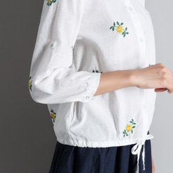 夏 雛菊 刺繍 クルーネック かわい シャツ ブラウス 5枚目の画像