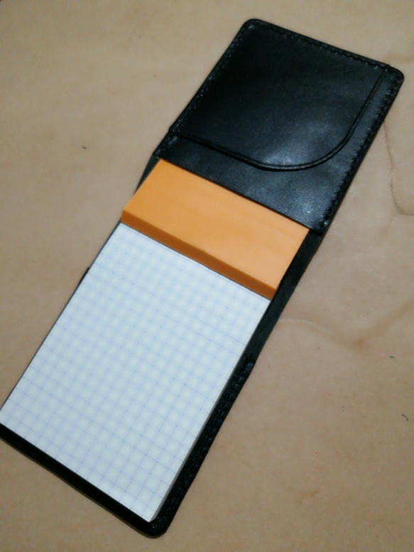 黒ヌメ革のRHODIA n11専用カバー 4枚目の画像