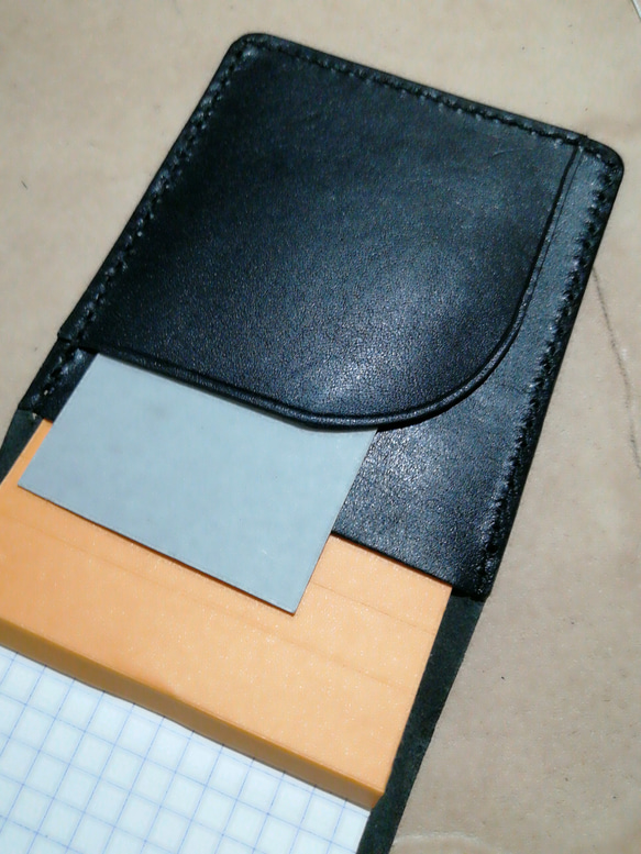 黒ヌメ革のRHODIA n11専用カバー 5枚目の画像