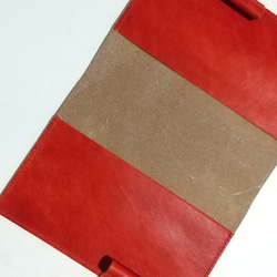 【送料無料】ヌメ革手染め赤色のB6対応手帳(ノート)カバー 3枚目の画像