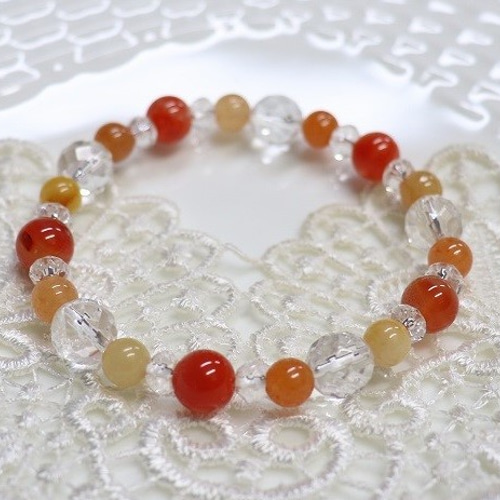 シトリンとオレンジアベンチュリンと翡翠のブレスレット（15センチ