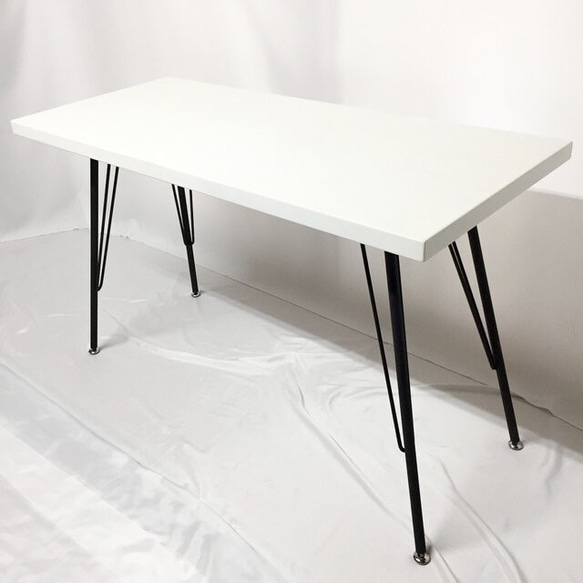 オーダーメイド 職人手作り アイアンウッド パソコンデスク 白家具 北欧モダン テーブル ホワイト エコ LR2018 1枚目の画像
