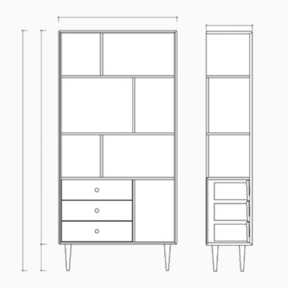 オーダーメイド 職人手作り 本棚 収納棚 キャビネット オープンシェルフ 北欧家具 天然木 木目 無垢材 LR2018 4枚目の画像