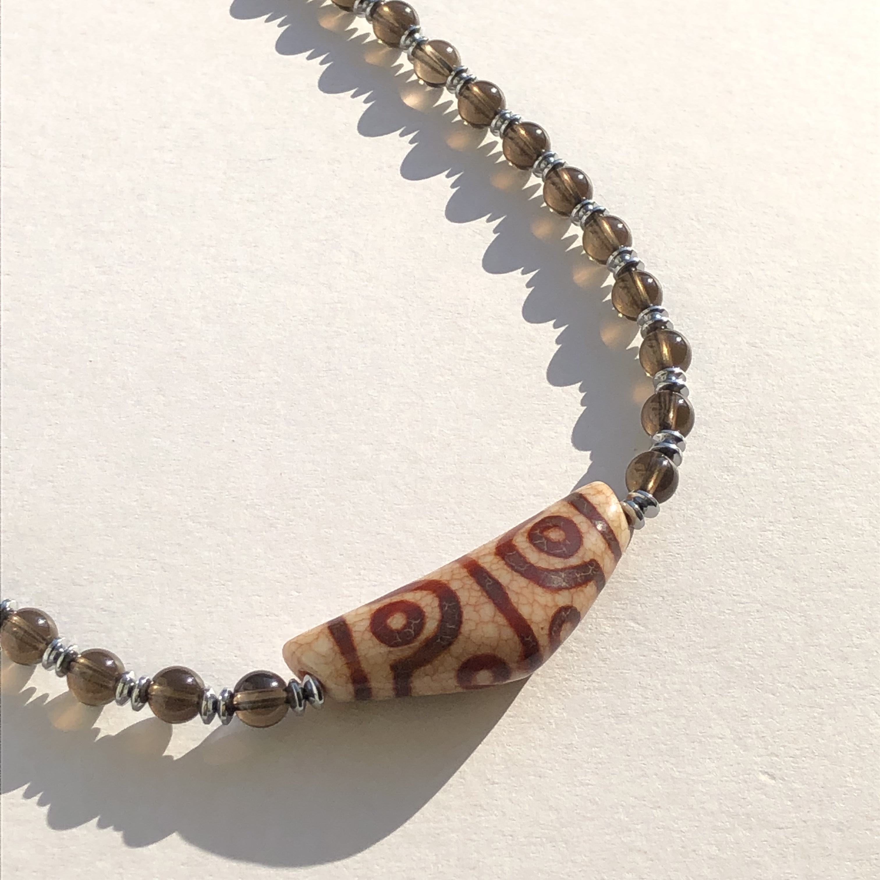 八眼天珠&スモーキークォーツ☆天珠ネックレス