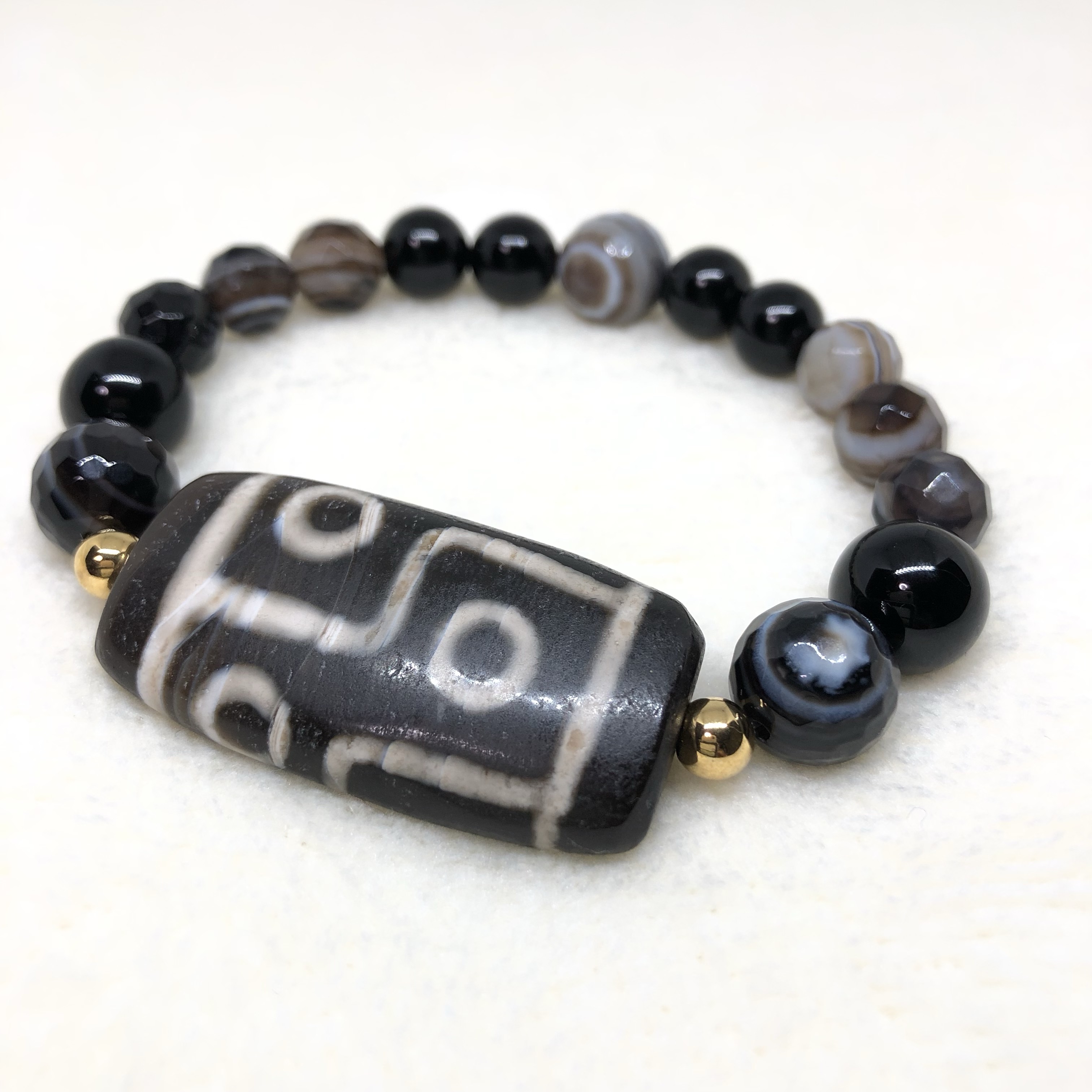 六眼天珠&天眼石&オニキス☆天珠ブレスレット