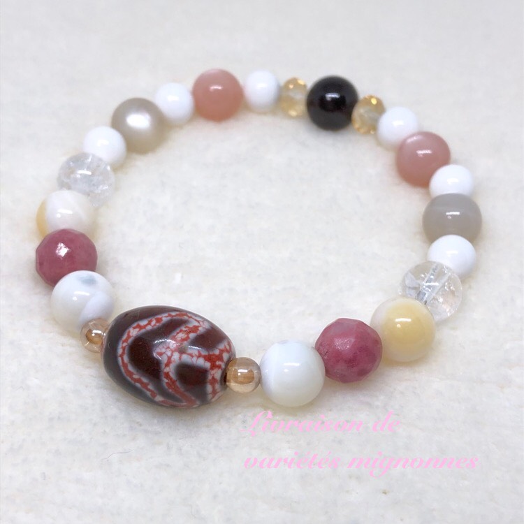 菩提天珠&ガーネット&マザーオブパール…☆天珠ブレスレット