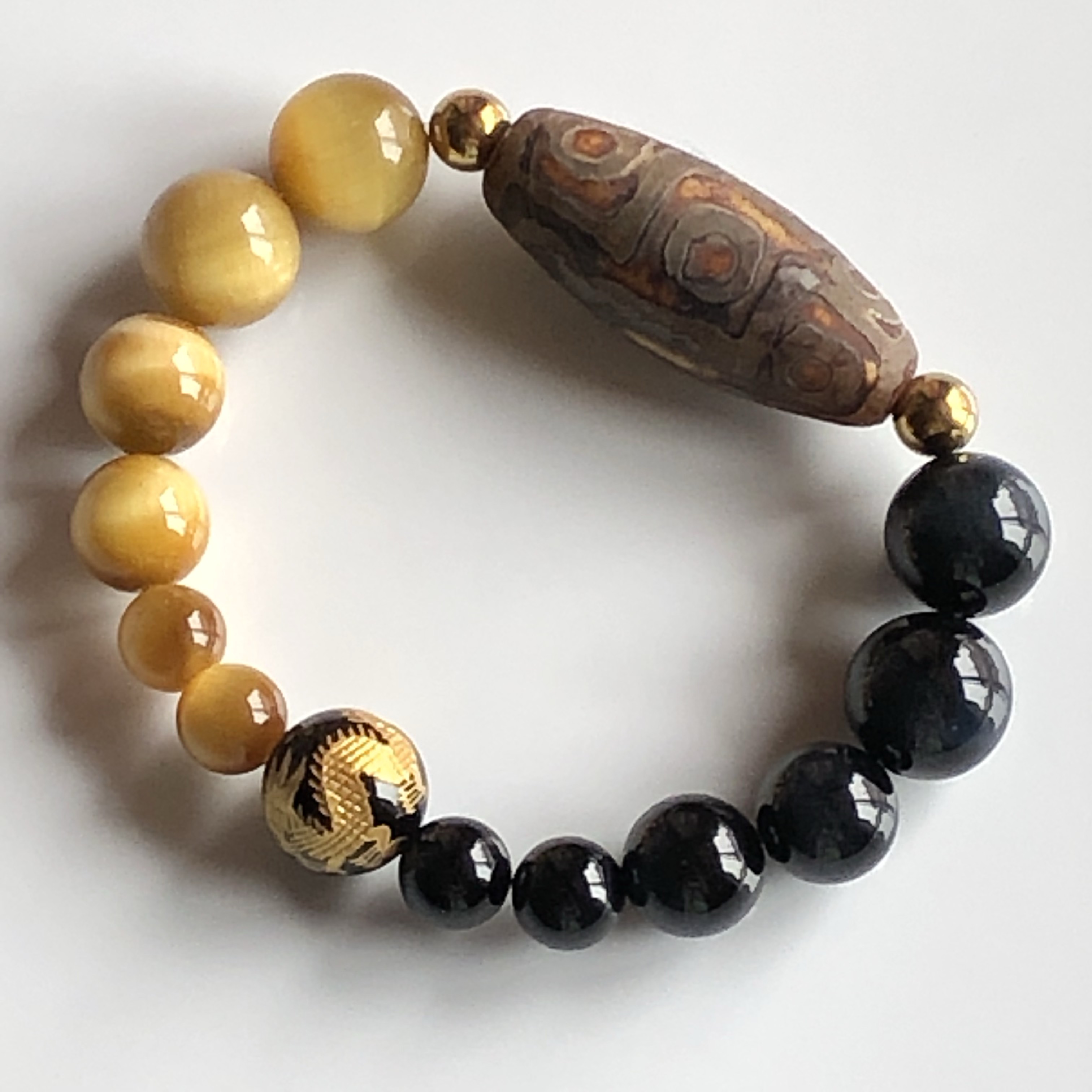 九眼天珠&タイガーアイ☆天珠ブレスレット
