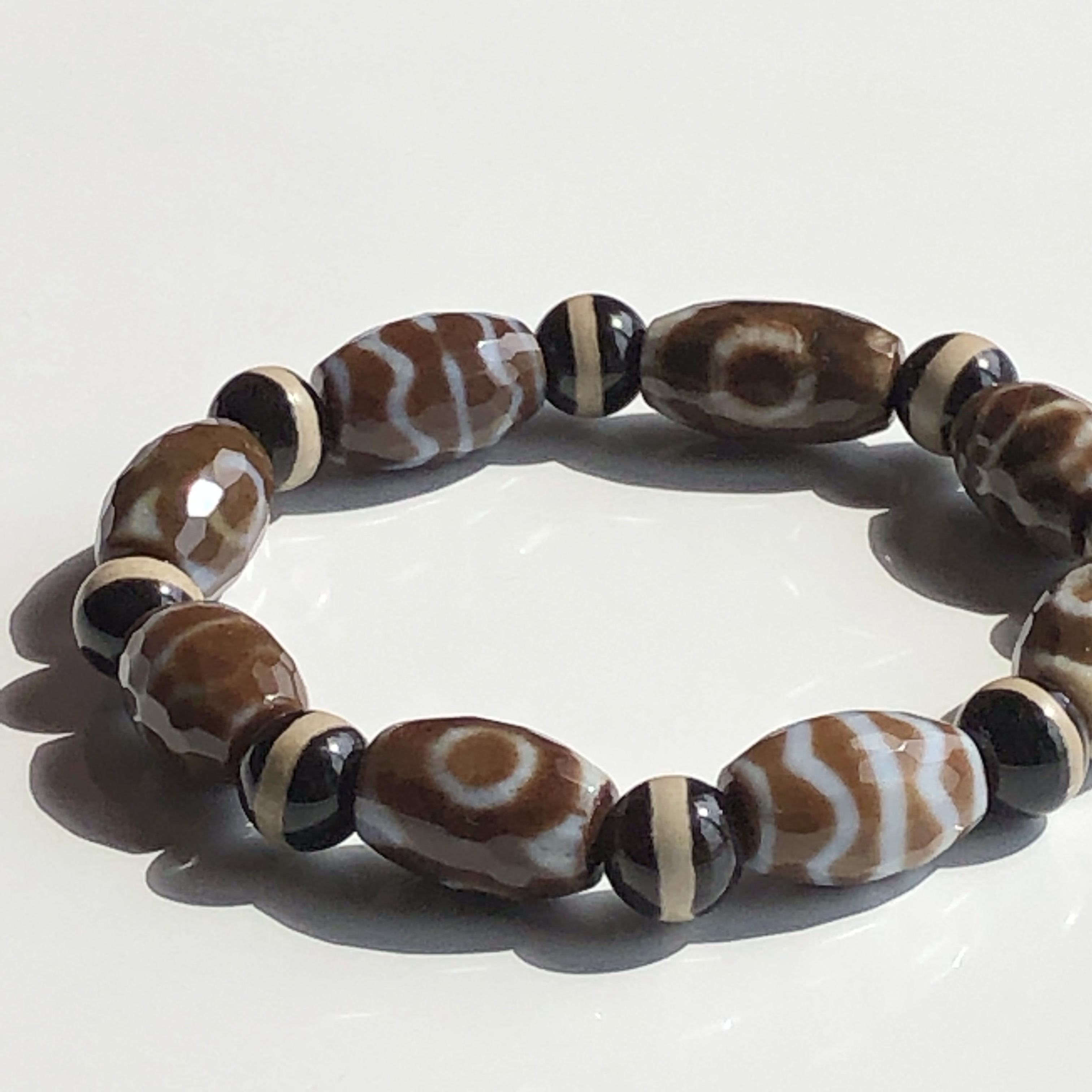 三眼天珠&水紋天珠&薬師珠☆天珠ブレスレット