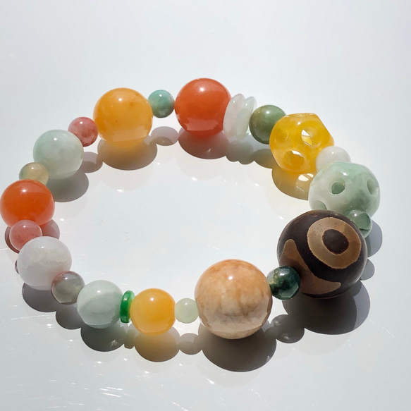 三眼天珠&翡翠☆天珠ブレスレット ブレスレット pwspk 通販 7308304