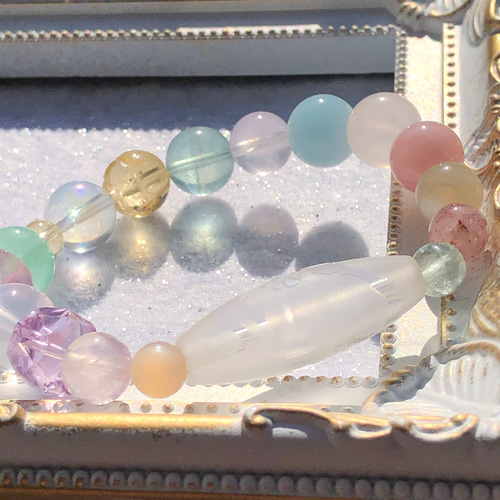 龍神天珠&ローズクォーツ☆天珠ブレスレット