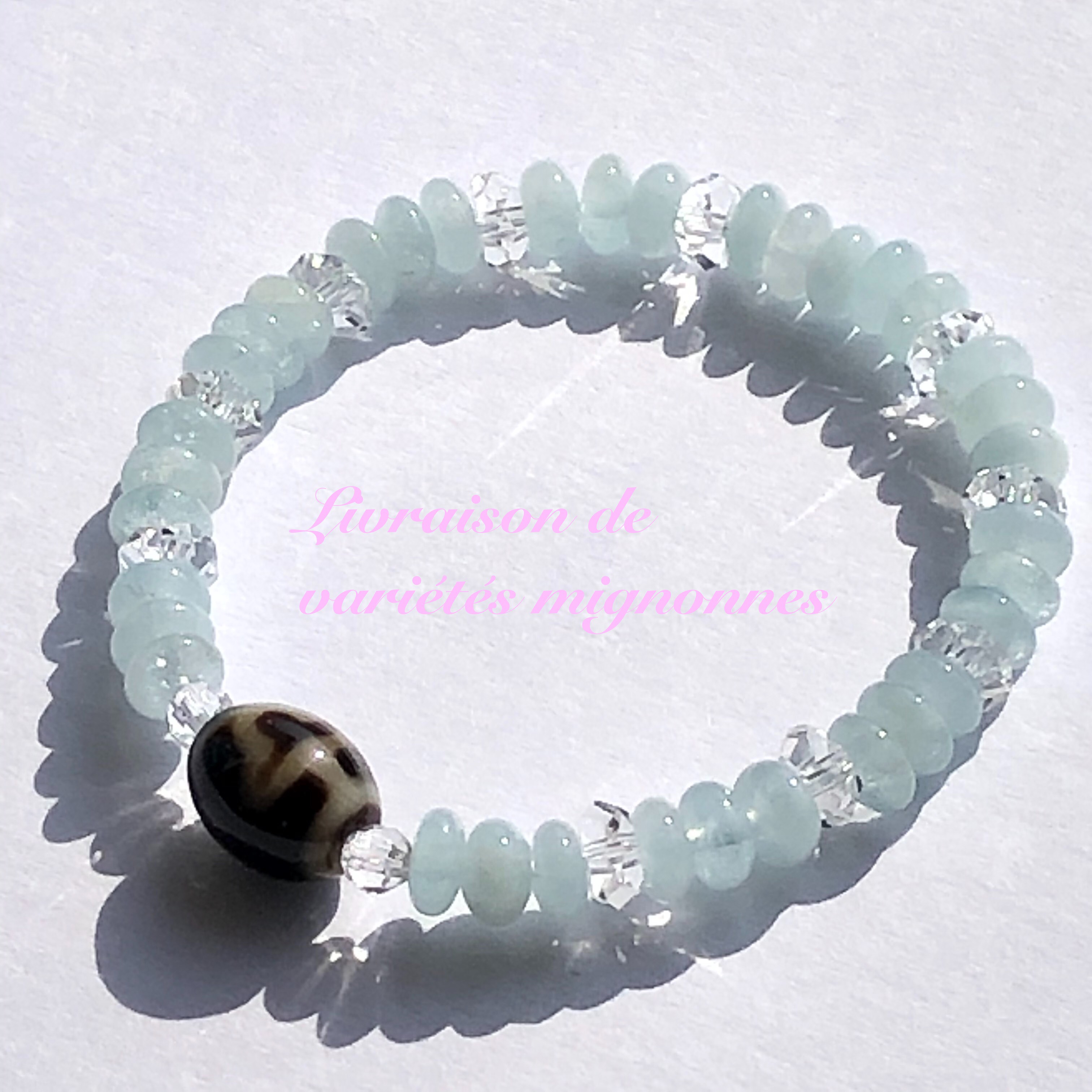 菩提天珠&アクアマリン☆天珠ブレスレット