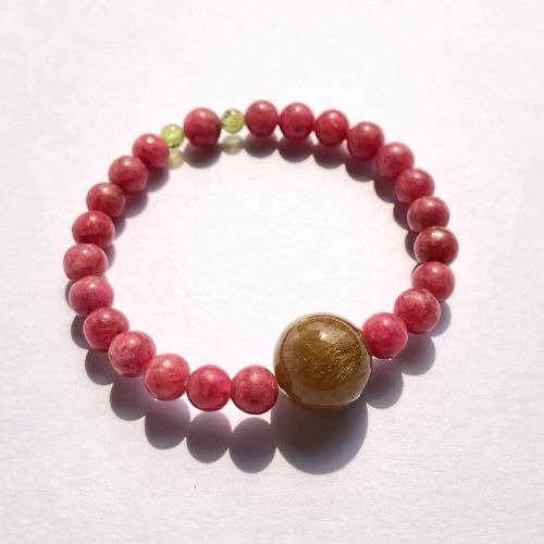 ヴィーナスルチルクォーツ &ロードナイト☆ストーンブレスレット