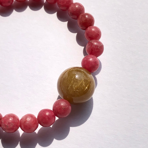 ヴィーナスルチルクォーツ &ロードナイト☆ストーンブレスレット