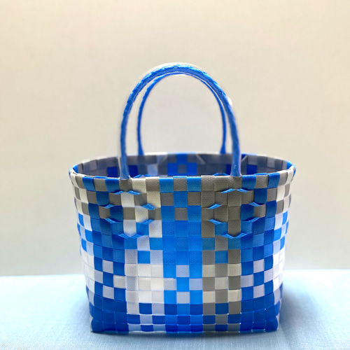【miyu】プラカゴバッグ　リクエスト 3点 おまとめ商品 プラカゴ 黒x白 Mサイズ かごバッグ お買い物やお散歩 銭湯 温泉