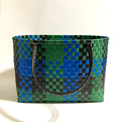 受注制作～プラかごバッグ☆お買い物かごLサイズ ブラックx