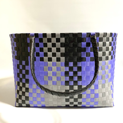 【新品未使用】カゴ風バッグ　生成り×パープル 新品未使用】カゴ風バッグ 生成り×パープル 新品未使用】カゴ風